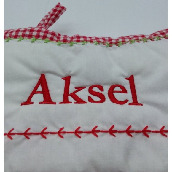 Pottery Barn Kids Aksel Christmas Stocking Gingham Holiday Quilted Red - Picture 10 of 12